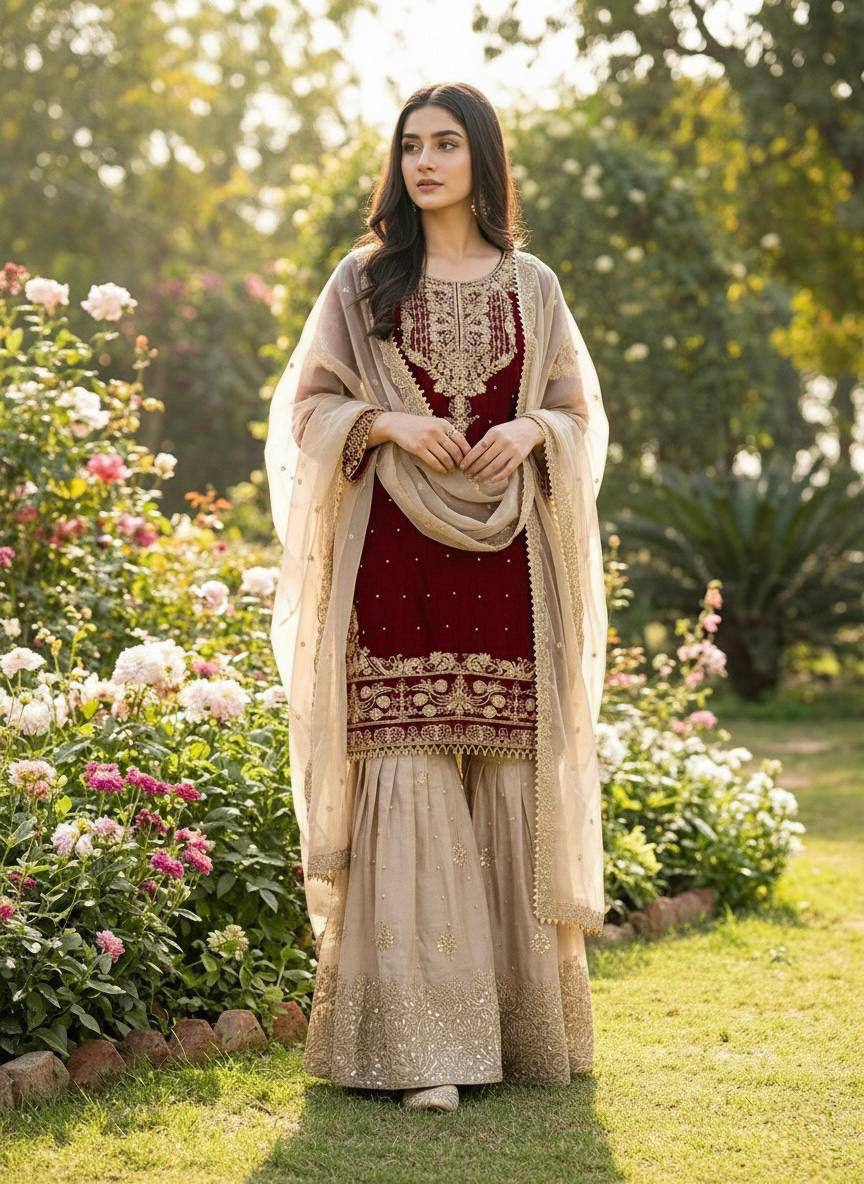 Premium GMY Silk Top‑Bottom & Dupatta Set