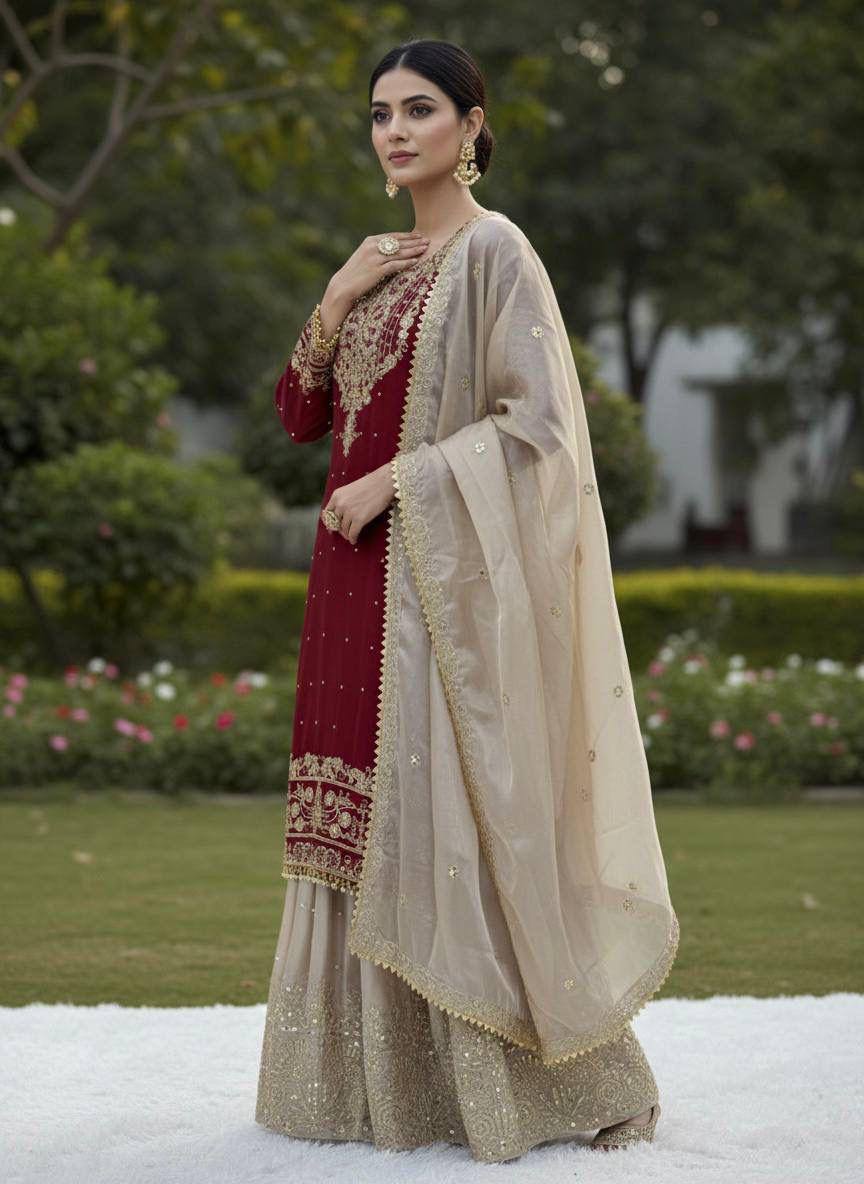 Premium GMY Silk Top‑Bottom & Dupatta Set