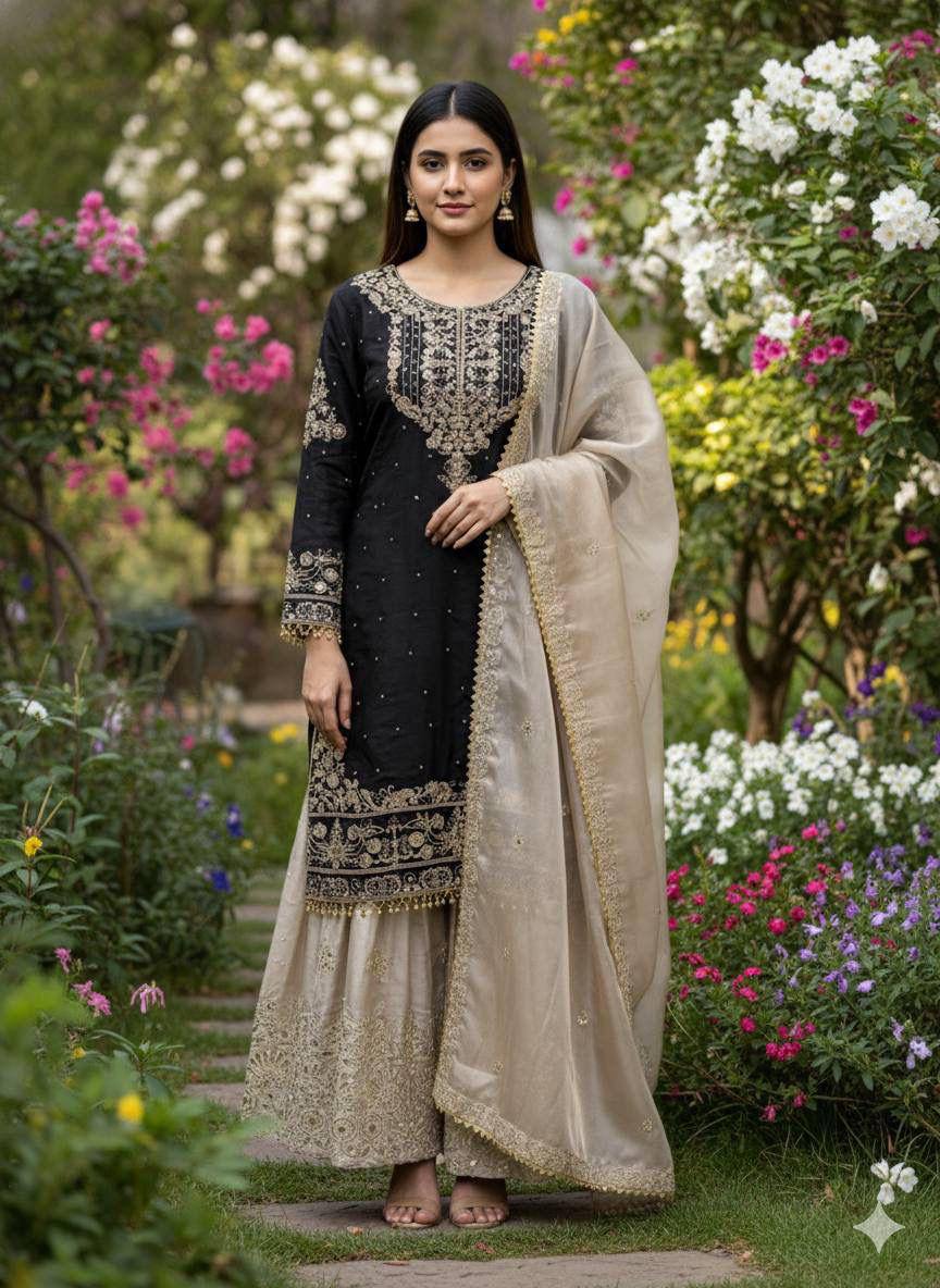 Premium GMY Silk Top‑Bottom & Dupatta Set