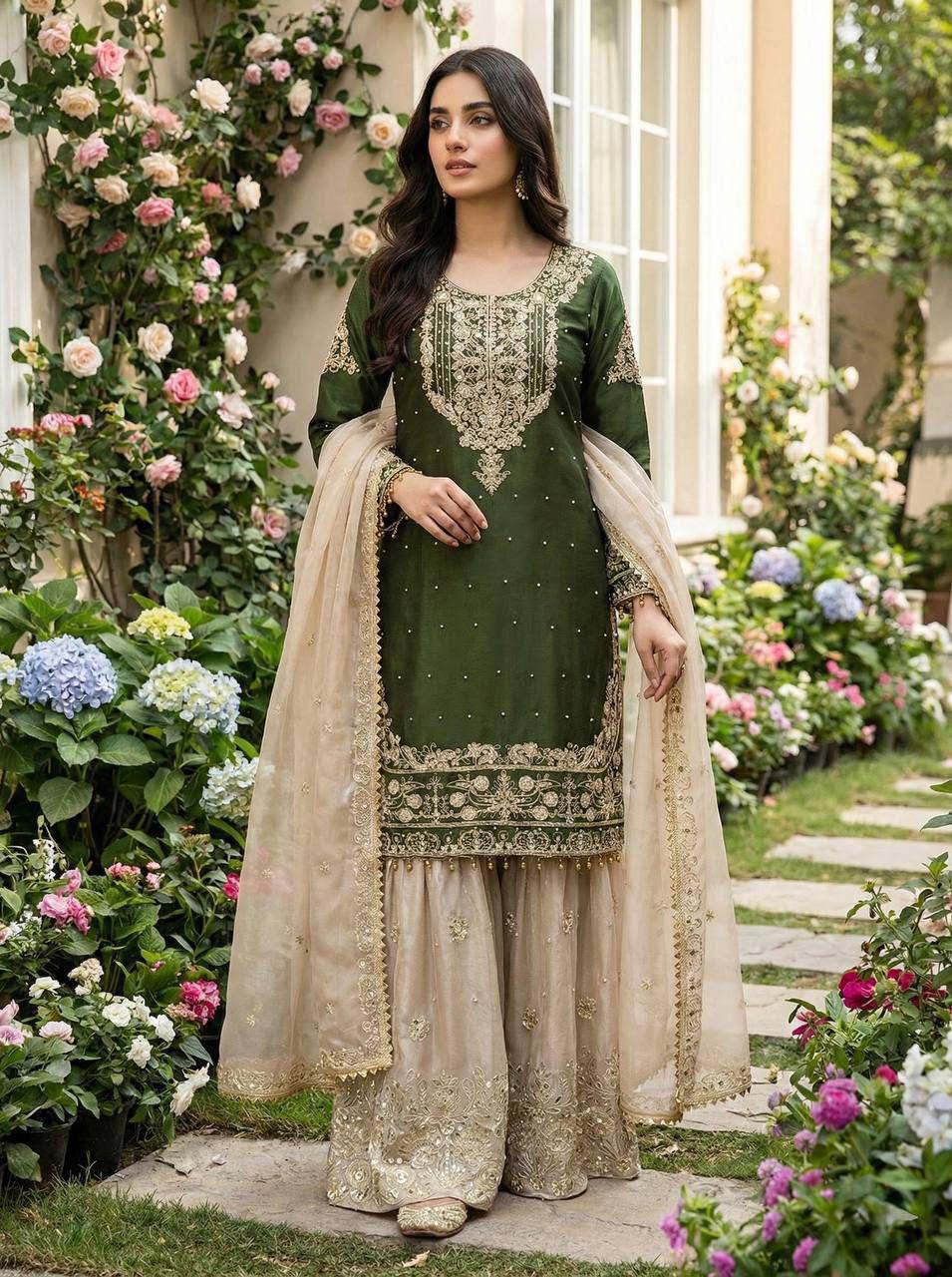 Premium GMY Silk Top‑Bottom & Dupatta Set