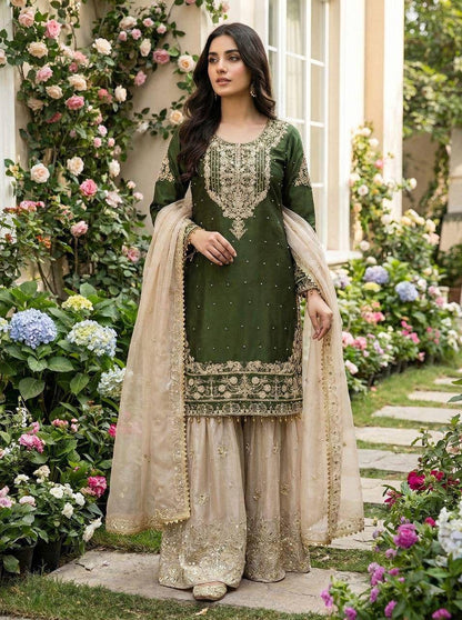 Premium GMY Silk Top‑Bottom & Dupatta Set