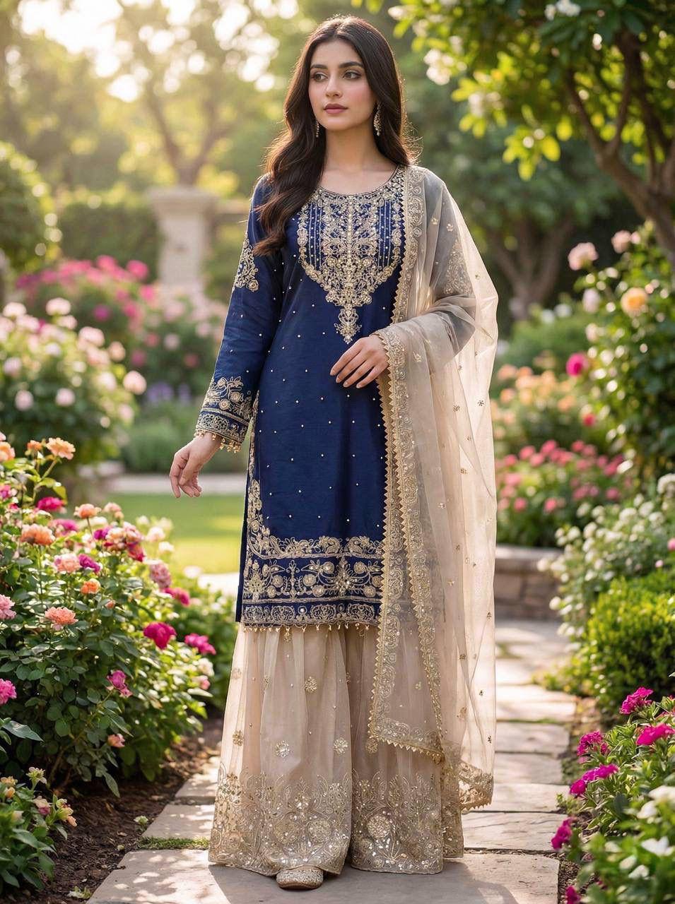 Premium GMY Silk Top‑Bottom & Dupatta Set