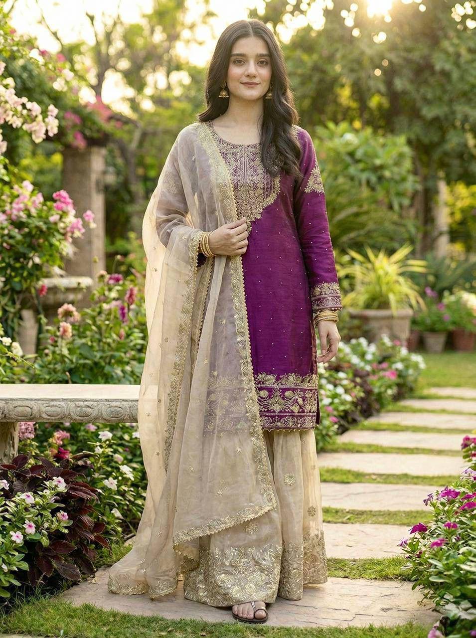 Premium GMY Silk Top‑Bottom & Dupatta Set