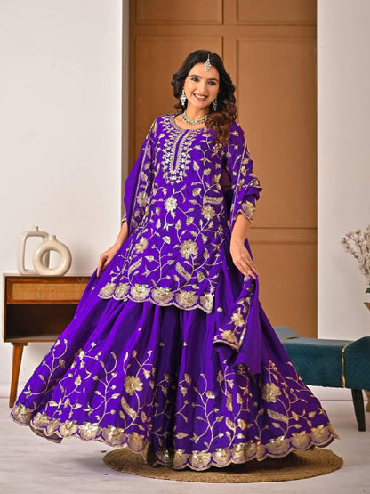 Premium Heavy Chinon Silk Party Wear Set