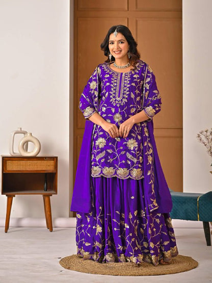 Premium Heavy Chinon Silk Party Wear Set