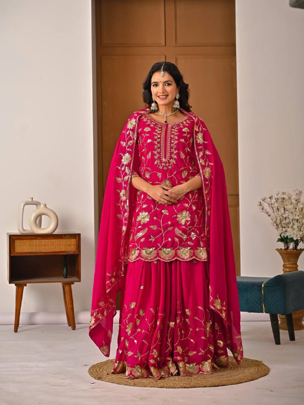 Premium Heavy Chinon Silk Party Wear Set