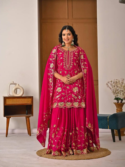 Premium Heavy Chinon Silk Party Wear Set