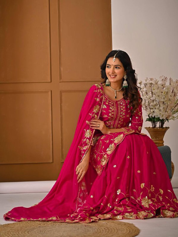 Premium Heavy Chinon Silk Party Wear Set