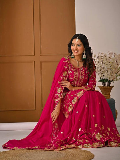 Premium Heavy Chinon Silk Party Wear Set