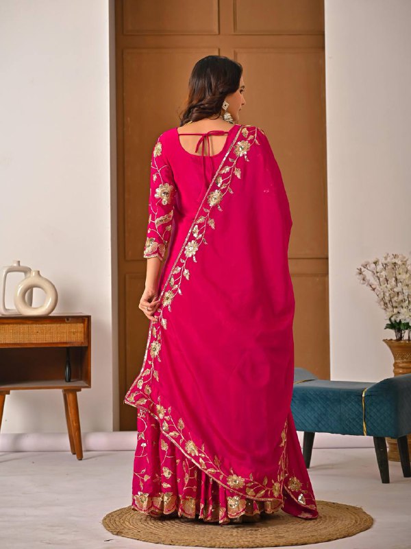 Premium Heavy Chinon Silk Party Wear Set