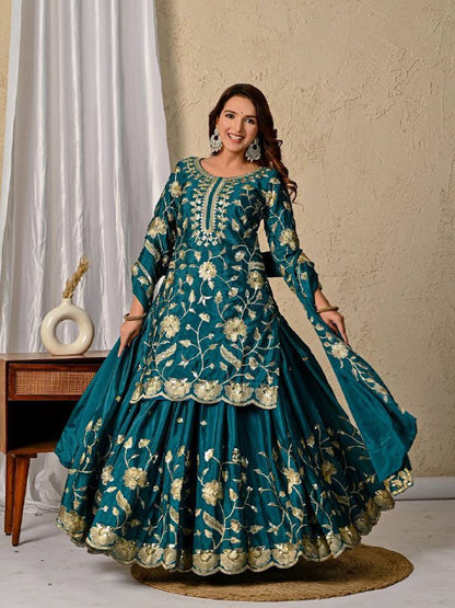 Premium Heavy Chinon Silk Party Wear Set