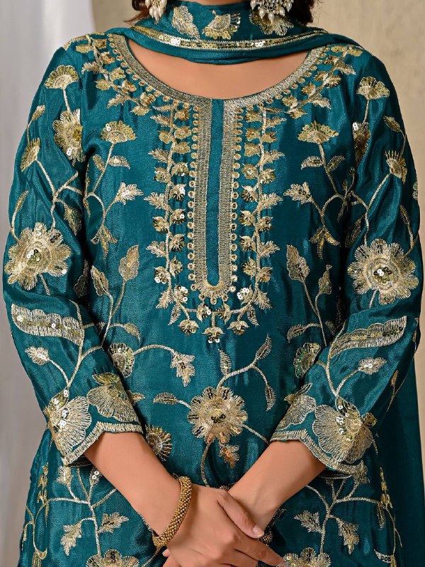 Premium Heavy Chinon Silk Party Wear Set