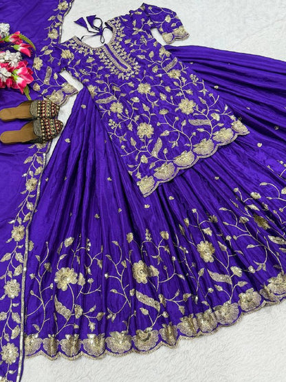 Premium Heavy Chinon Silk Party Wear Set