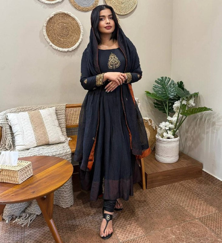Premium Heavy Fox Georgette Gown Set – Sequins Embroidery Work