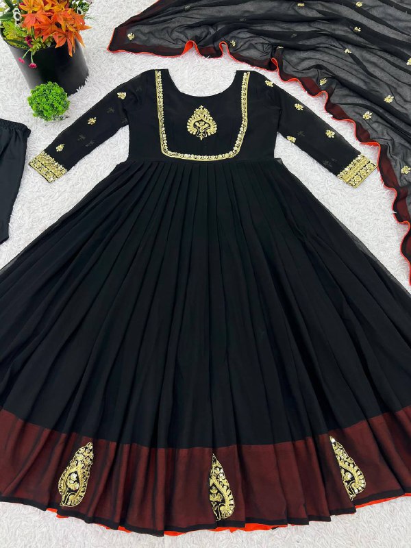 Premium Heavy Fox Georgette Gown Set – Sequins Embroidery Work