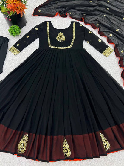 Premium Heavy Fox Georgette Gown Set – Sequins Embroidery Work