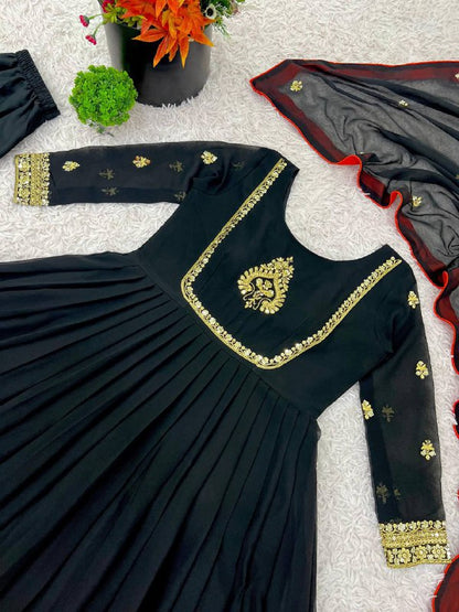Premium Heavy Fox Georgette Gown Set – Sequins Embroidery Work