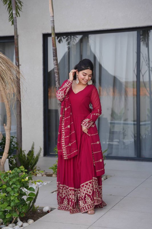 Premium Fox Georgette Anarkali Gown with Dupatta