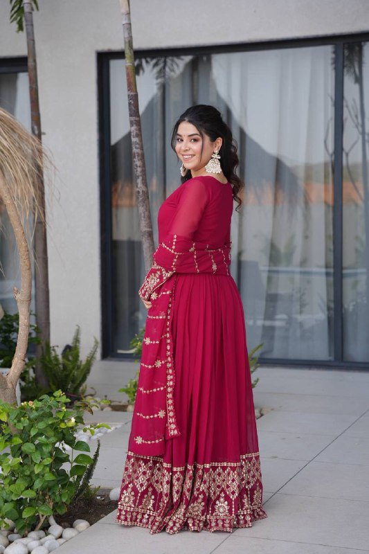 Premium Fox Georgette Anarkali Gown with Dupatta