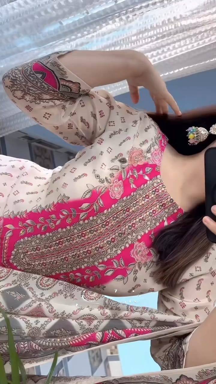 Pakistani Style Maslin Suit Set – Real Mirror Work with Dupatta