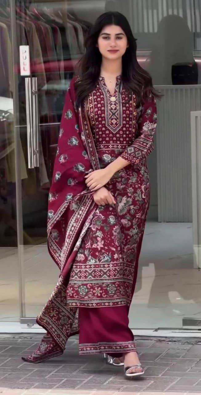 Pakistani Style Maslin Suit Set – Digital Print with Full Lining