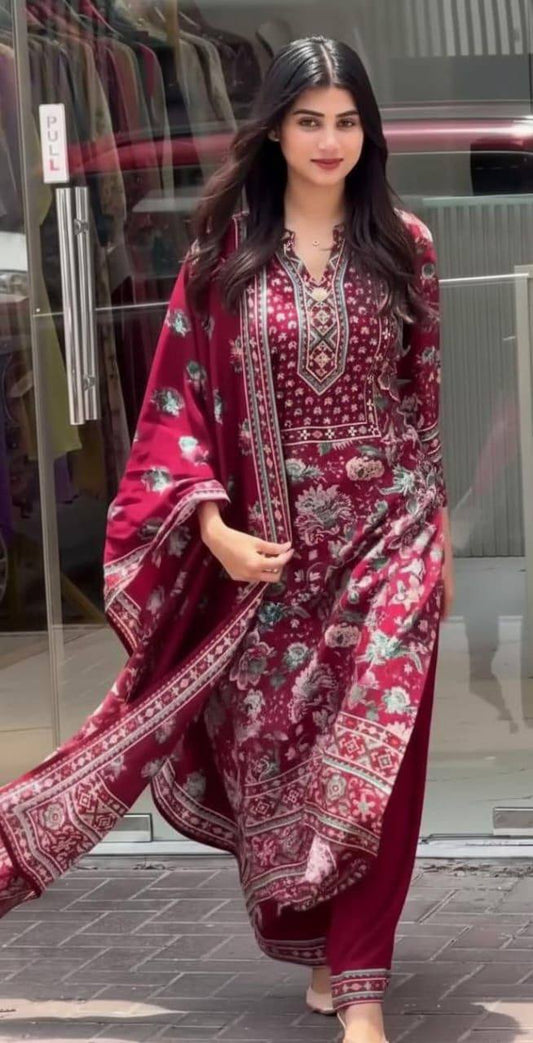 Pakistani Style Maslin Suit Set – Digital Print with Full Lining