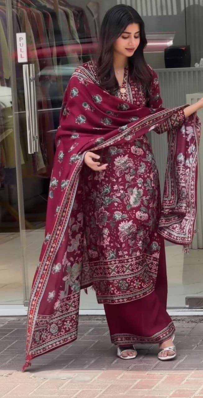Pakistani Style Maslin Suit Set – Digital Print with Full Lining