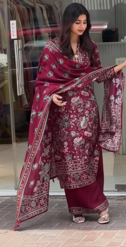 Pakistani Style Maslin Suit Set – Digital Print with Full Lining