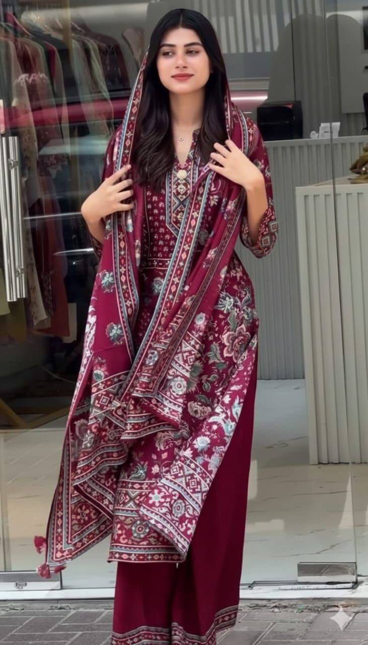 Pakistani Style Maslin Suit Set – Digital Print with Full Lining
