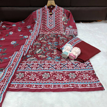 Pakistani Style Maslin Suit Set – Digital Print with Full Lining