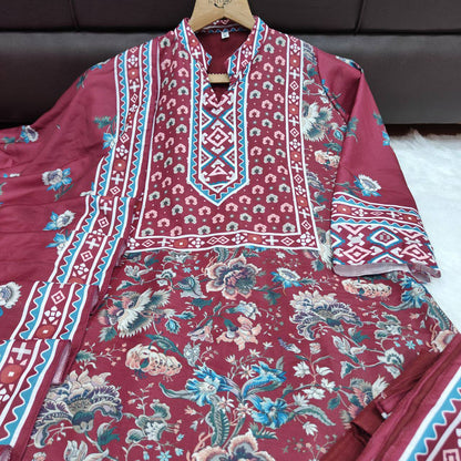 Pakistani Style Maslin Suit Set – Digital Print with Full Lining
