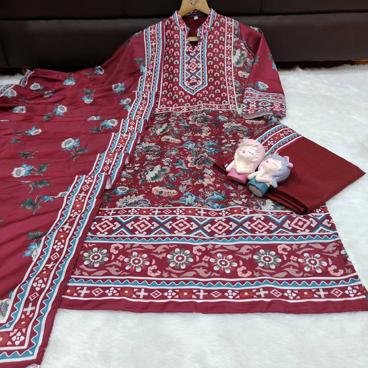 Pakistani Style Maslin Suit Set – Digital Print with Full Lining
