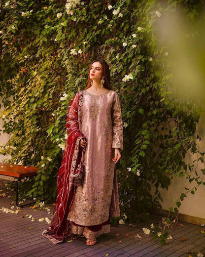 Eid Special Fancy Silk Top Plazzo Set – Embroidery & Sequins Work with Dupatta