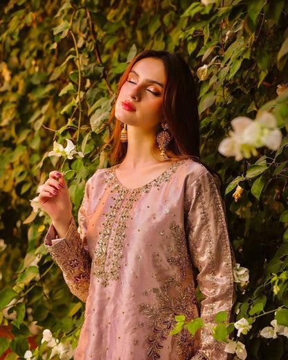 Eid Special Fancy Silk Top Plazzo Set – Embroidery & Sequins Work with Dupatta