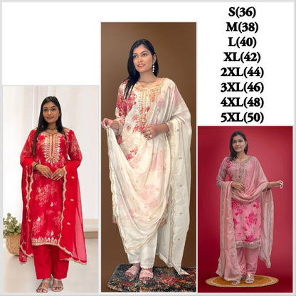 Pure Kundan Organza Suit Set – Embroidery Coding Dori & Sequins Work