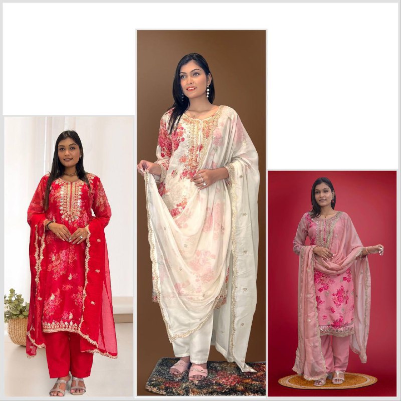 Pure Kundan Organza Suit Set – Embroidery Coding Dori & Sequins Work