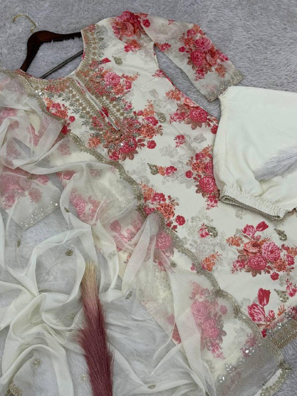 Pure Kundan Organza Suit Set – Embroidery Coding Dori & Sequins Work