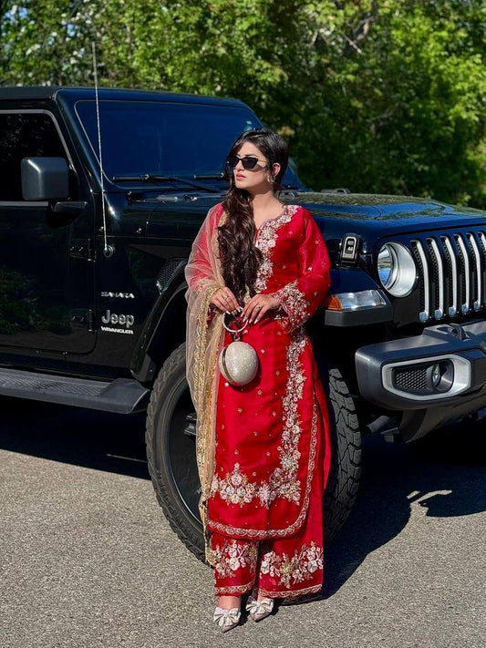 Pure Jimmy Choo Designer Top Plazzo Set – Heavy Sequins, Diamond & Moti Hand Work