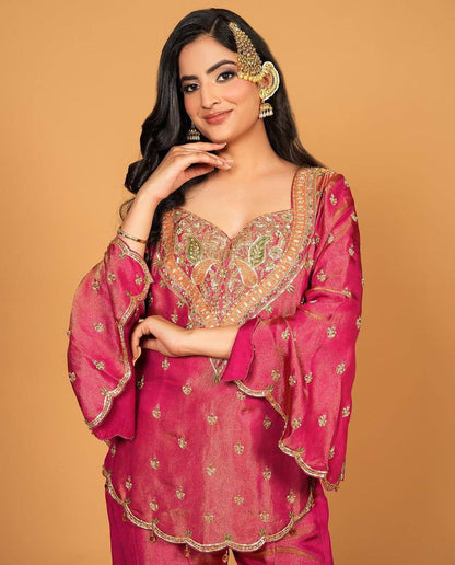 Heavy Simar Silk Suit Set – Embroidery Work with Faux Georgette Dupatta