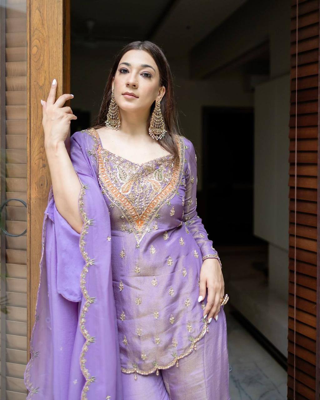 Heavy Simar Silk Suit Set – Embroidery Work with Faux Georgette Dupatta