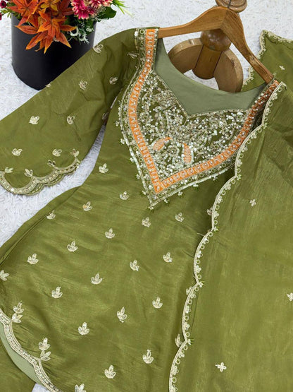 Heavy Simar Silk Suit Set – Embroidery Work with Faux Georgette Dupatta