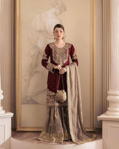 Heavy Faux Georgette Suit Set – Embroidery Coding Dori & Sequins Work