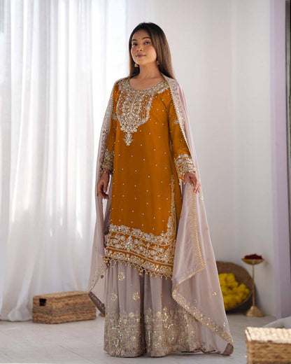 Heavy Faux Georgette Suit Set – Embroidery Coding Dori & Sequins Work