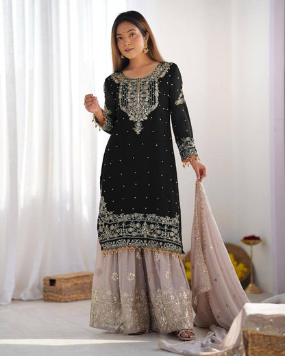 Heavy Faux Georgette Suit Set – Embroidery Coding Dori & Sequins Work