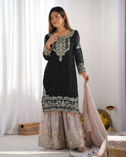 Heavy Faux Georgette Suit Set – Embroidery Coding Dori & Sequins Work