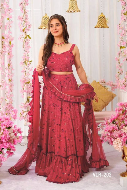 Plus Size Printed Tier Lehenga Set – Heavy Airtex Chinon Fabric With Rich Digital Print Work