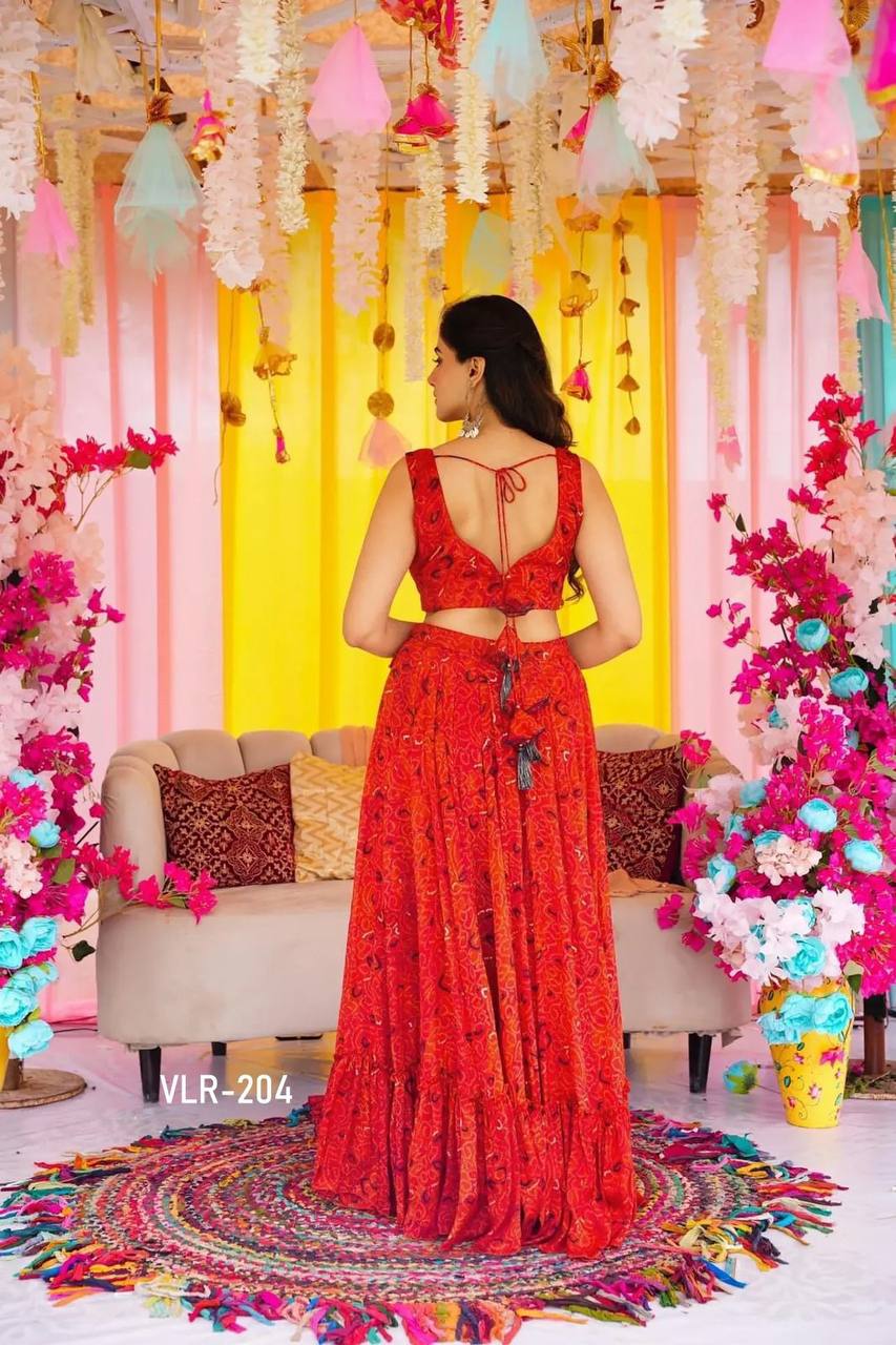 Plus Size Printed Tier Lehenga Set – Heavy Airtex Chinon Fabric With Rich Digital Print Work