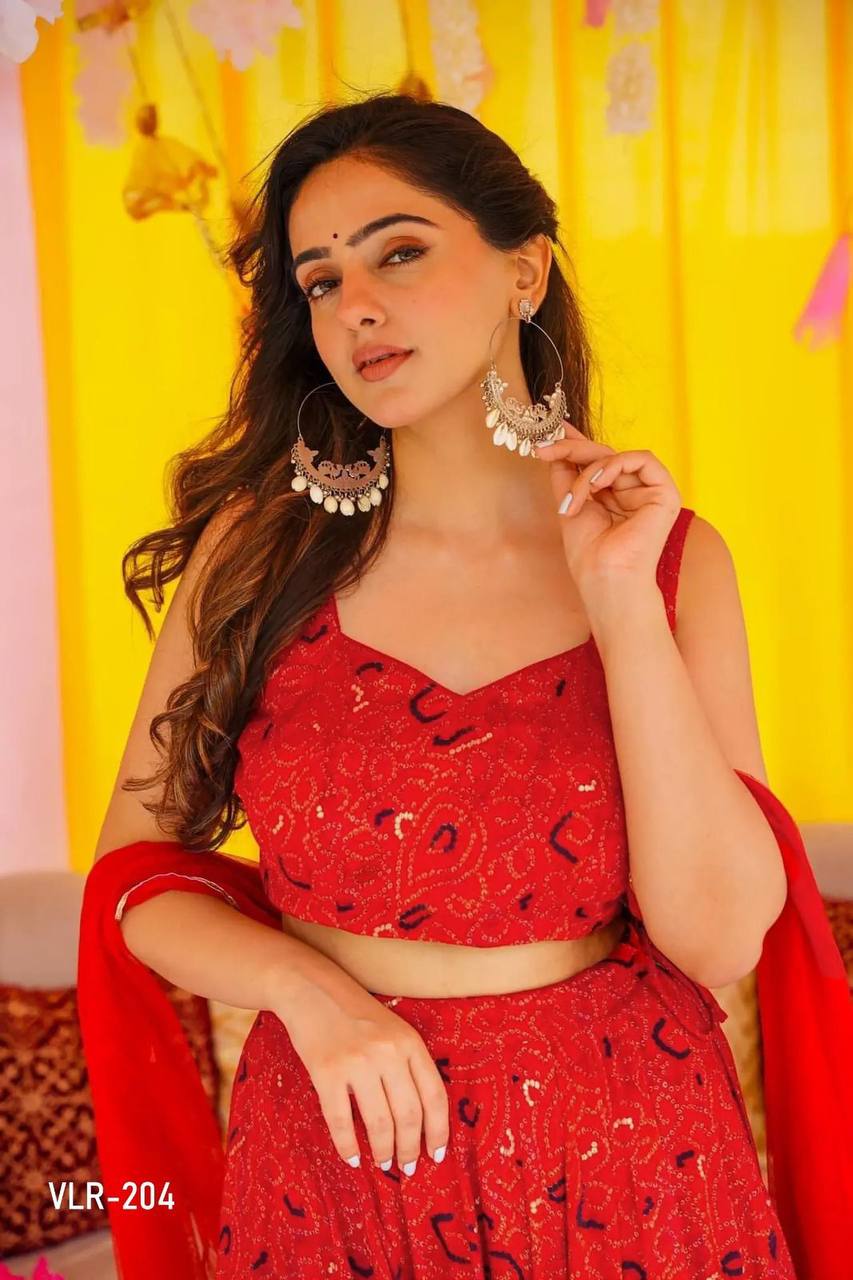 Plus Size Printed Tier Lehenga Set – Heavy Airtex Chinon Fabric With Rich Digital Print Work