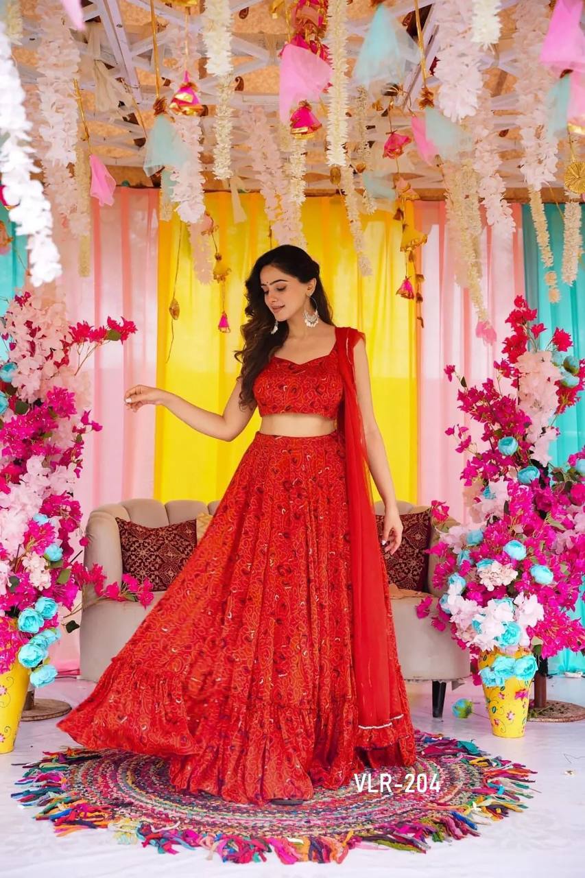 Plus Size Printed Tier Lehenga Set – Heavy Airtex Chinon Fabric With Rich Digital Print Work