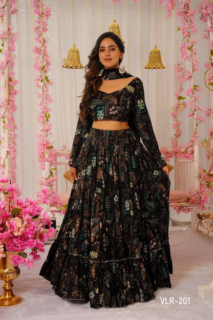 Plus Size Printed Tier Lehenga Set – Heavy Airtex Chinon Fabric With Rich Digital Print Work